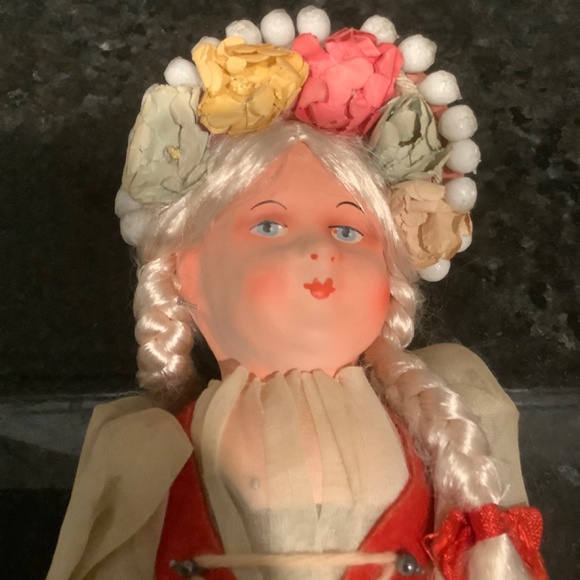 Vintage Scandanavian Cloth 10.25 in. Folk Doll - Picture 4 of 10